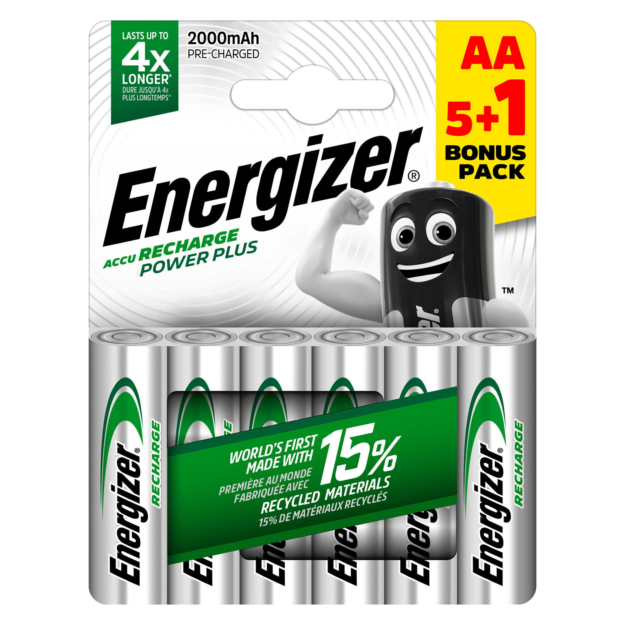6 Energizer Accu Rechargeables Power Plus AAA HR03 Piles 1.2V 700mAh