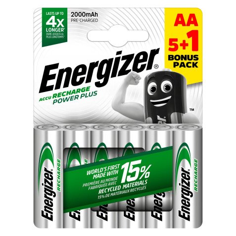 Wiederaufladbare Batterie Energizer Power Plus HR0 AA - Blister von 6 Batterien