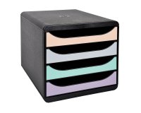 Klassifizierungsmodul Exacompta Big Box schwarz 4 Schubladen in Pastellfarben