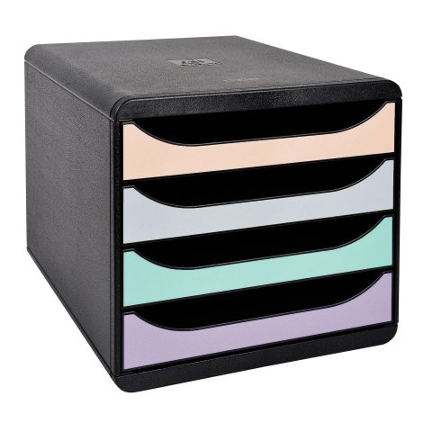 Módulo archivador de 4 cajones Exacompta Big Box negro tiradores surtidos pastel