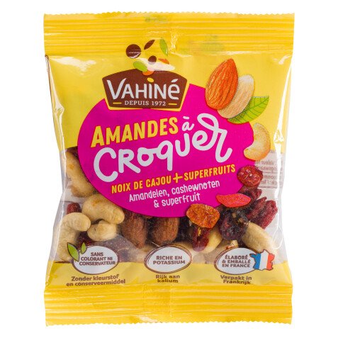 Fruits secs Amandes à croquer noix de cajou et superfruits Vahiné  - Sachet de 35 g