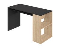 Bureau Yale noir 114 x 50 cm avec étagère chêne