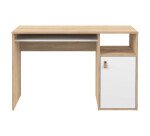 Bureau droit chêne clair L 115 x P 50 cm, piétement plein bois avec caisson - Oxford