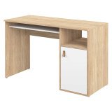 Bureau droit chêne clair L 115 x P 50 cm, piétement plein bois avec caisson - Oxford