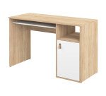 Bureau droit chêne clair L 115 x P 50 cm, piétement plein bois avec caisson - Oxford