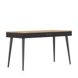 Desk Horizon light oak W 134 cm undercarriage in massive wood with drawer