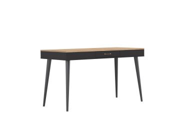 Desk Horizon light oak W 134 cm undercarriage in massive wood with drawer