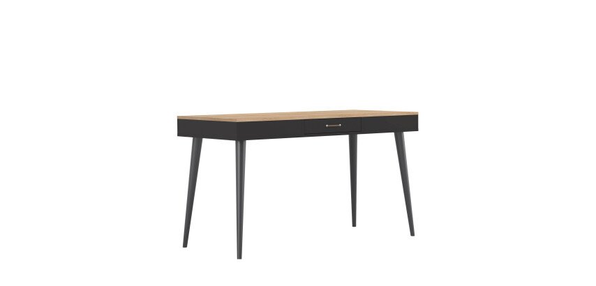 Desk Horizon light oak W 134 cm undercarriage in massive wood with drawer