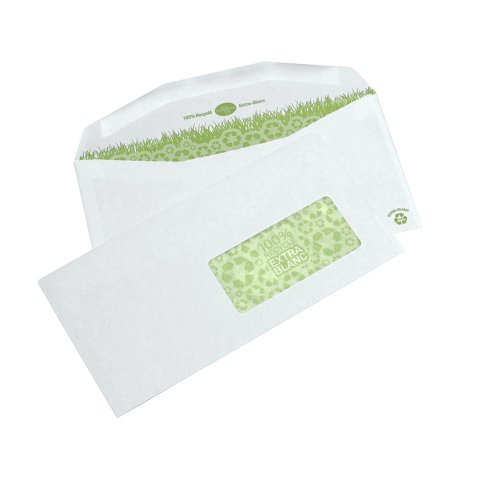 Enveloppe pour mise sous pli automatique 114 x 229 mm La Couronne Recyclé 80g avec fenêtre 45x100 blanche - Boîte de 1000