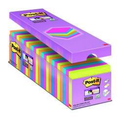 Pack de 21 notas reposicionables Super Sticky Post-It 76 x 76 mm - blocs de 90 hojas + 3 blocs gratis