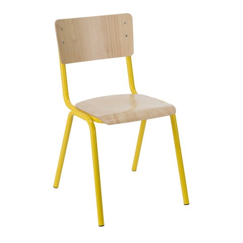 Silla escolar T6 madera y metal color Amarillo