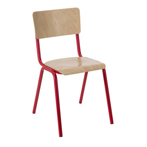 Silla escolar T6 madera y metal color Rojo