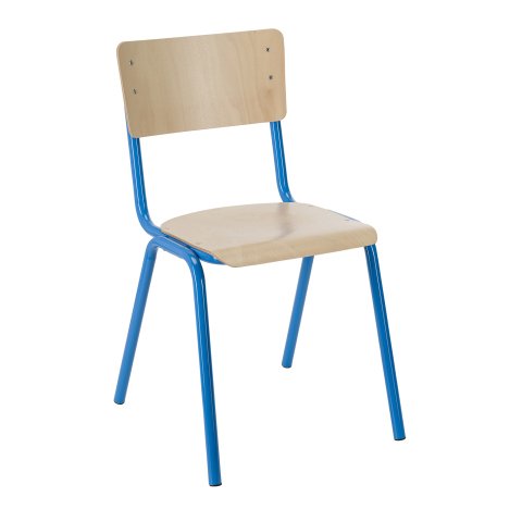 Silla escolar T6 madera y metal color Azul