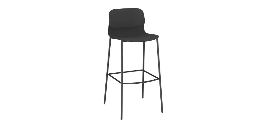 Hoge stoel KLIK - zitting polypropyleen - metalen poten - Zit hoogte 75 cm