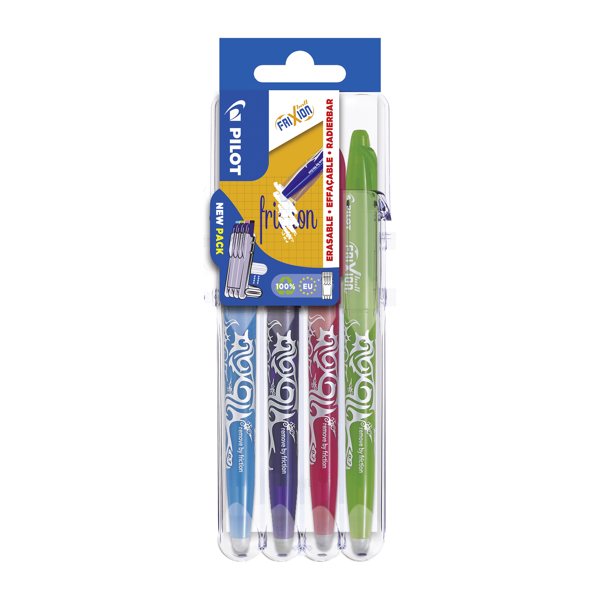 Recharge Stylo Pilot Frixion Effacable Stylos Frixion Ball 0.7mm Pilot - 4 Couleurs Effaçables + Recharges Stylo Frixion Effacable