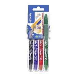 Roller balpen Pilot Frixion Ball uitwisbaar fijn schrift - Set van 4 klassieke kleuren