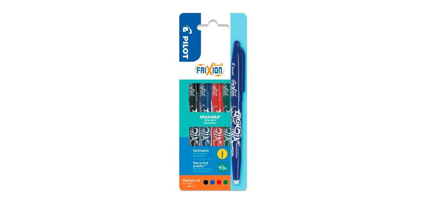 Roller balpen Pilot Frixion Ball uitwisbaar fijn schrift - Set van 4 klassieke kleuren