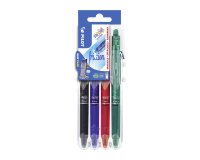 Bolígrafo roller Pilot Frixion Ball Clicker borrable, escritura fina - Set de 4 colores clásicos