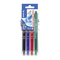 Roller ballpoint pen Pilot Frixion Ball Clicker erasable fine writing - set of 4 classic colours