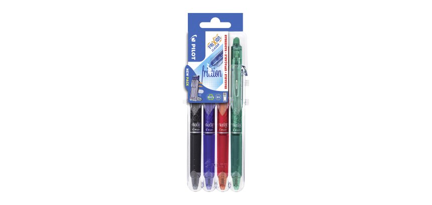 Stylo roller Pilot Frixion Ball Clicker effaçable écriture fine - Set de 4 couleurs classiques