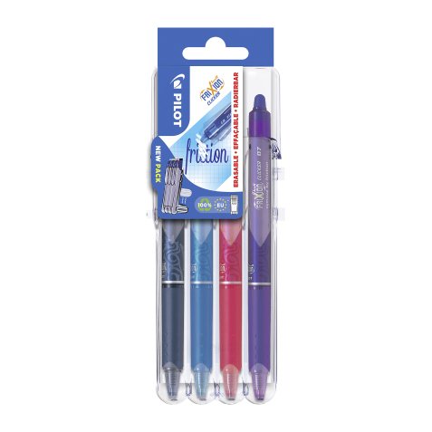 Roller ballpoint pen Pilot Frixion Ball Clicker erasable fine writing - set of 4 fun colours