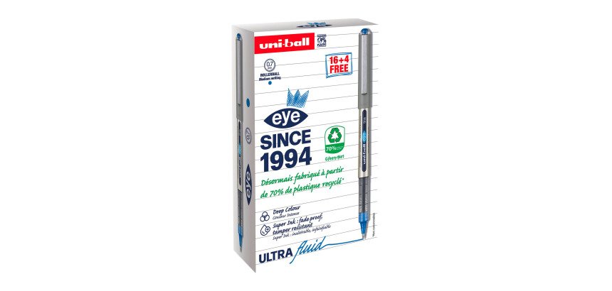 Pack de 16 bolígrafos roller Uni Ball Eye + 4 gratis