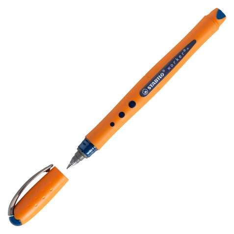 Roller Kugelschreiber Stabilo Worker+ mit Deckelchen Punkt 0,3 mm - feine Linie