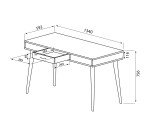 Bureau Horizon chêne clair 134 x 59 cm piètement bois massif avec tiroir