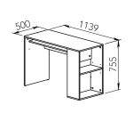 Bureau droit L 113,9 x P 50 cm, piétement plein bois avec étagère - Yale
