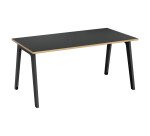 Bureau droit Exprim Carbone chant chêne clair L 160 cm avec goulotte