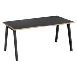 Bureau droit Exprim Carbone chant chêne clair L 160 cm avec goulotte