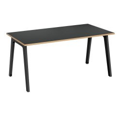 Straight desk Eden Arch Carbon Oak Light with grommet L 160 cm