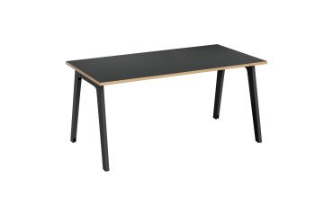 Rechte werkpost Eden Arche koolstof rand licht eiken L 160 cm met kabelgoot