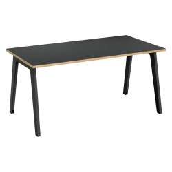 Bureau droit Exprim Carbone chant chêne clair L 160 cm avec goulotte