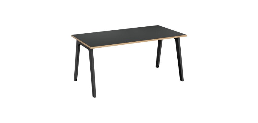 Bureau droit Exprim Carbone chant chêne clair L 160 cm avec goulotte