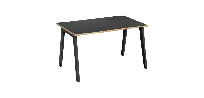 Bureau droit Exprim carbone chant chêne clair L 120 cm avec goulotte