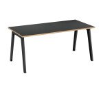 Bureau droit Eden Arche carbone chant chêne clair avec goulotte intégrée