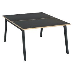 Pôle de 2 bureaux Exprim Carbone + goulotte L 120 cm piètement carbone