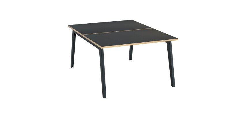 Pôle de 2 bureaux Exprim Carbone + goulotte L 120 cm piètement carbone