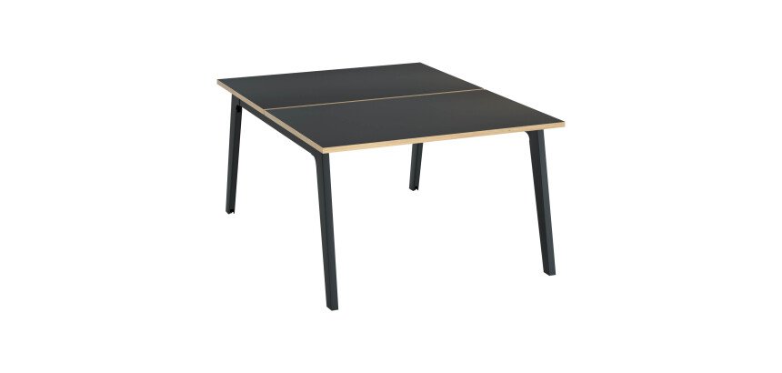 Pôle 2 bureaux droits gris carbone L 120 x P 163 cm, piétement croix anthracite - Arch