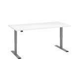 Bureau réglable en hauteur électrique Ecla Ergo L 160 x P 80 cm pied gris aluminium / plateau blanc