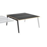 Pôle de 2 bureaux suivants + goulotte L 160 cm carbone piètement carbone - Exprim
