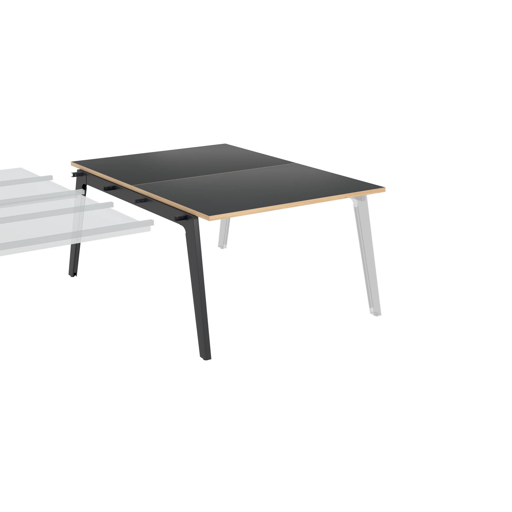 Pôle de 2 bureaux suivants + goulotte L 120 cm carbone piètement carbone - Exprim