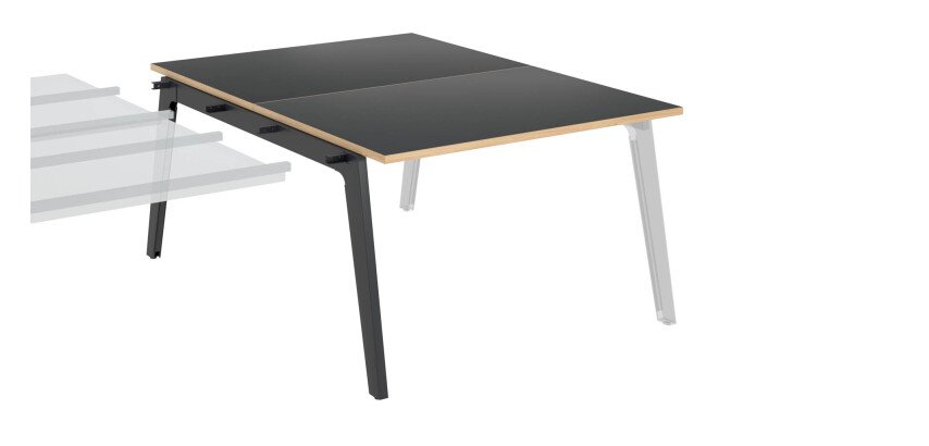 Pôle de 2 bureaux suivants + goulotte L 120 cm carbone piètement carbone - Exprim