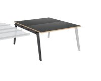 Eiland 2 werkposten Eden Arche + kabelgoot L 140 cm top en onderstel in koolgrijs