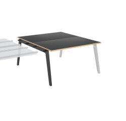 Pôle de 2 bureaux suivants + goulotte L 140 cm carbone piètement carbone - Exprim