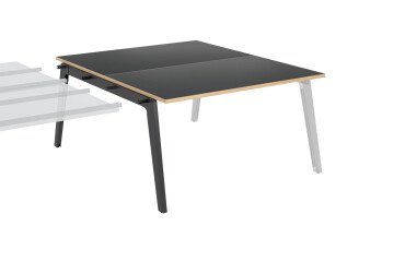 Eiland 2 werkposten Eden Arche + kabelgoot L 140 cm top en onderstel in koolgrijs