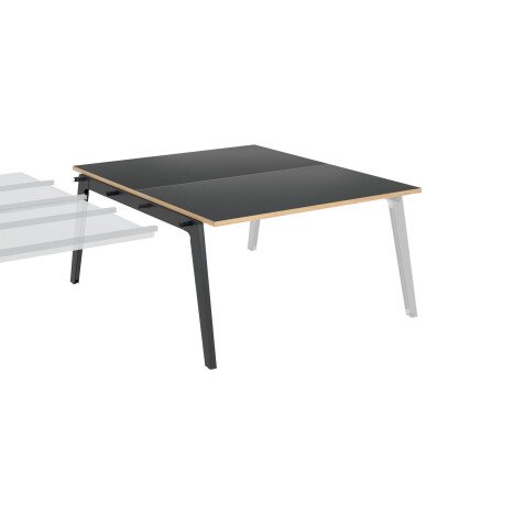 Pôle de 2 bureaux suivants + goulotte L 140 cm carbone piètement carbone - Exprim