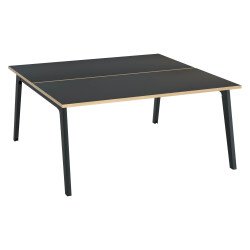 Pôle de 2 bureaux Exprim Carbone + goulotte L 160 cm piètement carbone