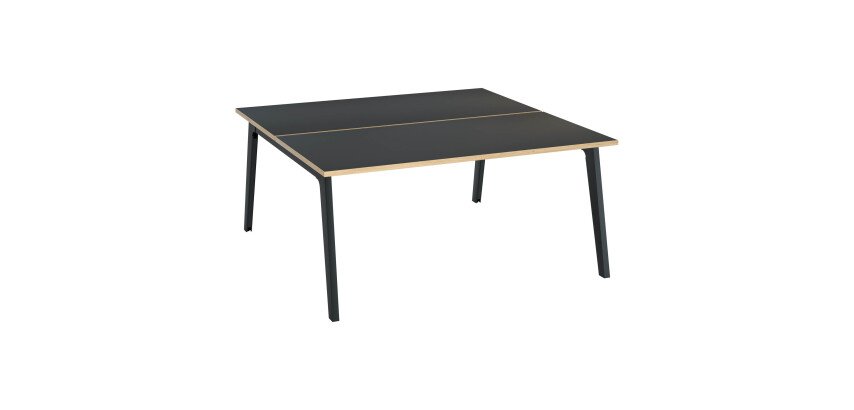 Pôle de 2 bureaux Exprim Carbone + goulotte L 160 cm piètement carbone